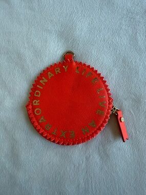 Ordinary Life Live an Extraordinary Life Round Zip Coin Purse Neon Orange Wallet